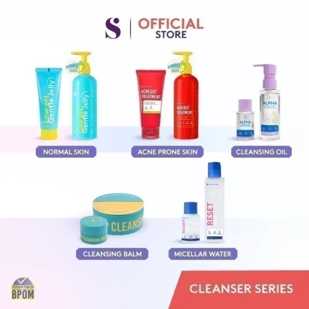 SOMETHINC Cleanser Series (Low pH Gentle Jelly Cleanser, Acnedot Treatment Cleanser, Reset Micellar Water, Alpha Cleansing Oil)